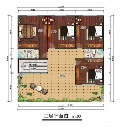 二層220平米中式風(fēng)格輕鋼別墅