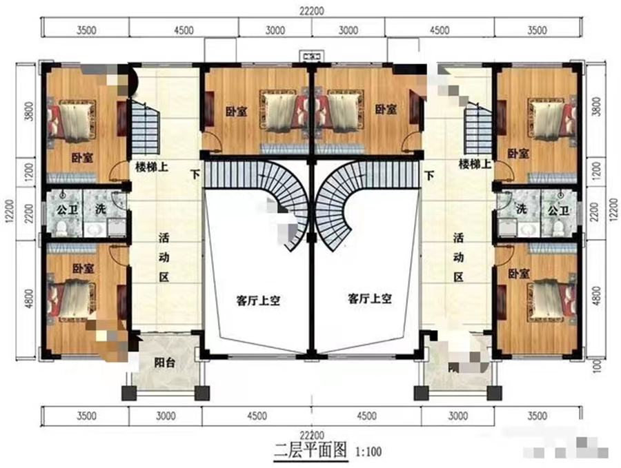 面寬20多米的雙拼別墅,，不僅外觀好看，室內(nèi)還有堂屋和旋轉(zhuǎn)樓梯