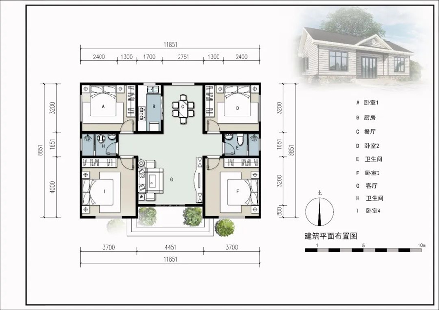 一層105平米四室兩廳一廚兩衛(wèi)